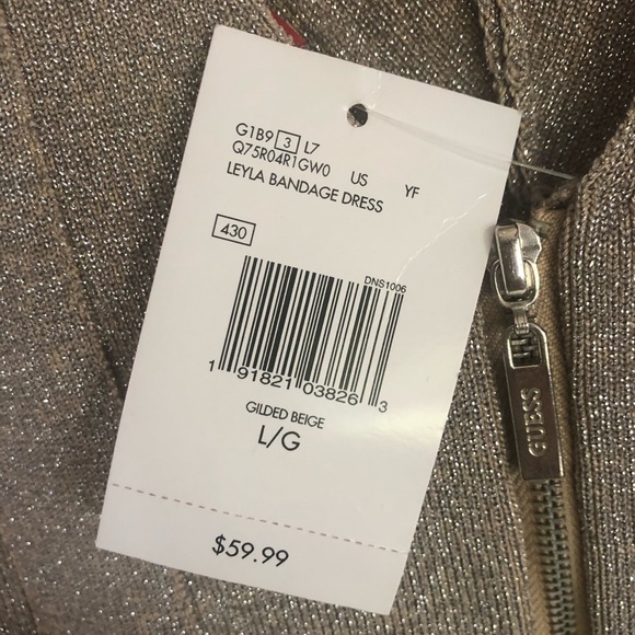 GUESS Gilded Beige Leyla Bandage Night Out Dress - Picture 8 of 8